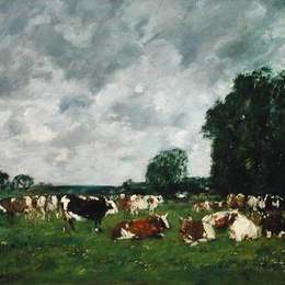 《Fervaques的田野》尤金·布丹(Eugene Boudin)高清作品欣赏
