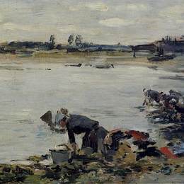 尤金·布丹(Eugene Boudin)高清作品:Laundresses on the Banks of the Touques