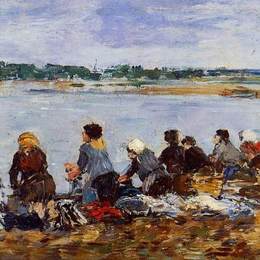 尤金·布丹(Eugene Boudin)高清作品:Laundresses on the Banks of the Touques