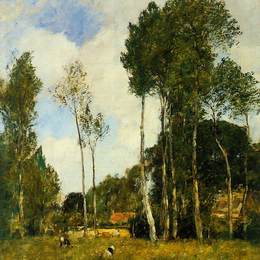 《沙特尔附近的风景》尤金·布丹(Eugene Boudin)高清作品欣赏