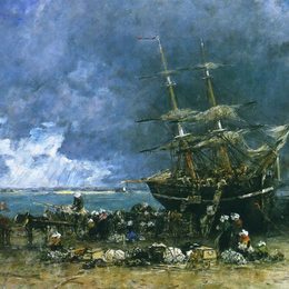 尤金·布丹(Eugene Boudin)高清作品:Return of the Terre Neuvier