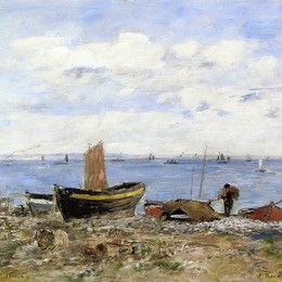 尤金·布丹(Eugene Boudin)高清作品:Shore at Sainte-Adresse, Low Tide