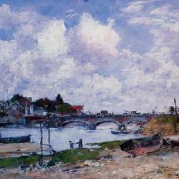 尤金·布丹(Eugene Boudin)高清作品:The Bridge over the Toques at Deauville