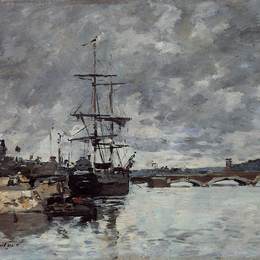 尤金·布丹(Eugene Boudin)高清作品:The Bridge over the Toques at Trouville