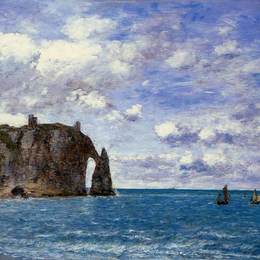 《埃特勒塔的悬崖》尤金·布丹(Eugene Boudin)高清作品欣赏