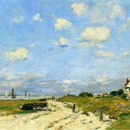《Etaples的沙丘》尤金·布丹(Eugene Boudin)高清作品欣赏