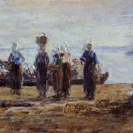 尤金·布丹(Eugene Boudin)高清作品:The Ferry at Plougastel