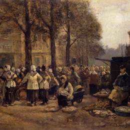 《鹿特丹鱼市》尤金·布丹(Eugene Boudin)高清作品欣赏