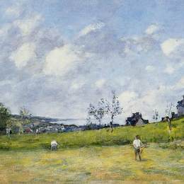 《特鲁维尔附近的收获》尤金·布丹(Eugene Boudin)高清作品欣赏