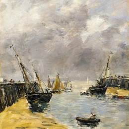 尤金·布丹(Eugene Boudin)高清作品:The Jetties, Low Tide, Trouville