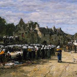 《Landenneau市场》尤金·布丹(Eugene Boudin)高清作品欣赏