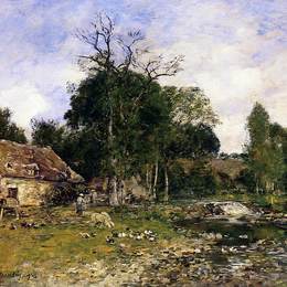 尤金·布丹(Eugene Boudin)高清作品:The Mill, Saint-Cenery