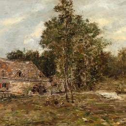 尤金·布丹(Eugene Boudin)高清作品:The Mill, Saint-Cenery