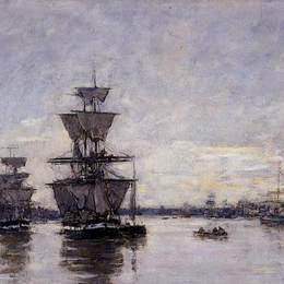 《波尔多港》尤金·布丹(Eugene Boudin)高清作品欣赏