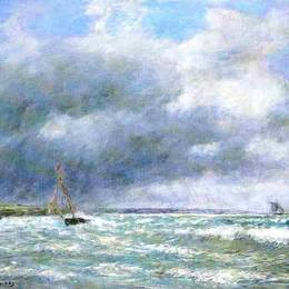 《搁浅的小船》尤金·布丹(Eugene Boudin)高清作品欣赏