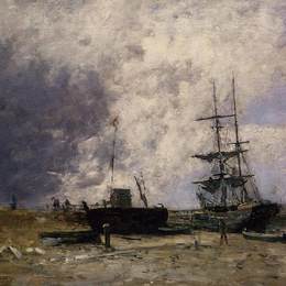 尤金·布丹(Eugene Boudin)高清作品:The Trouville Coastline, Low tide