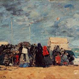 《特鲁维尔海滩风光》尤金·布丹(Eugene Boudin)高清作品欣赏