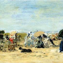 《特鲁维尔海滩风光》尤金·布丹(Eugene Boudin)高清作品欣赏