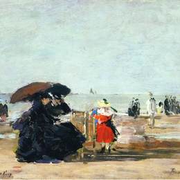《特鲁维尔海滩风光》尤金·布丹(Eugene Boudin)高清作品欣赏
