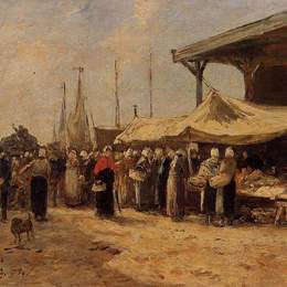《特鲁维尔鱼市场》尤金·布丹(Eugene Boudin)高清作品欣赏