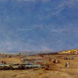 《特鲁维尔海滩全景图》尤金·布丹(Eugene Boudin)高清作品欣赏