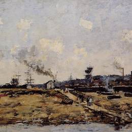 尤金·布丹(Eugene Boudin)高清作品:Trouville, the Ferry to Deauville