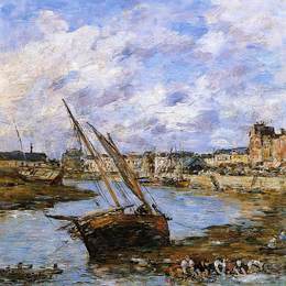 尤金·布丹(Eugene Boudin)高清作品:Trouville, the Inner Port, Low tide