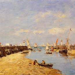 尤金·布丹(Eugene Boudin)高清作品:Trouville, the Jetty and the Basin