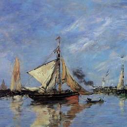 尤金·布丹(Eugene Boudin)高清作品:Trouville, the Jettys, High Tide