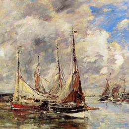 尤金·布丹(Eugene Boudin)高清作品:Trouville. The Jettys High Tide.