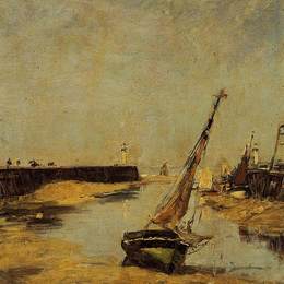 尤金·布丹(Eugene Boudin)高清作品:Trouville, the Jettys, Low Tide