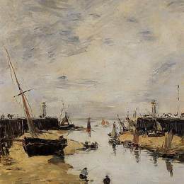 尤金·布丹(Eugene Boudin)高清作品:Trouville. The Jettys Low Tide.