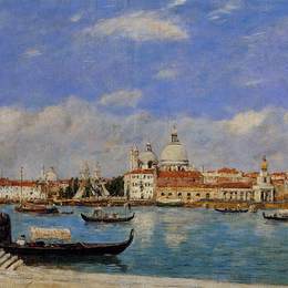 尤金·布丹(Eugene Boudin)高清作品:Venice, The Salute and the Douane, the Guidecca from the Rea