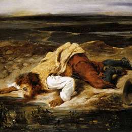 《致命的强盗止渴。》欧仁·德拉克罗瓦(Eugene Delacroix)高清作品欣赏