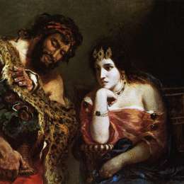 《克莉奥帕特拉七世与农民》欧仁·德拉克罗瓦(Eugene Delacroix)高清作品欣赏