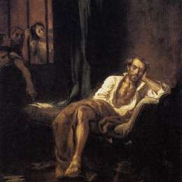 《塔索在疯人院》欧仁·德拉克罗瓦(Eugene Delacroix)高清作品欣赏