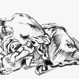 《一个女人俯身躺在地上。》欧仁·德拉克罗瓦(Eugene Delacroix)高清作品欣赏