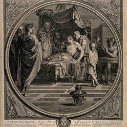 《亚历山大大帝表现出对医生的信任》厄斯塔什·勒·叙厄尔(Eustache Le Sueur)高清作品欣赏
