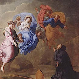 《圣母显现》厄斯塔什·勒·叙厄尔(Eustache Le Sueur)高清作品欣赏