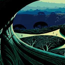 《月光下的田野》艾文·厄尔(Eyvind Earle)高清作品欣赏