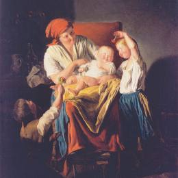 《母亲的喜悦》费尔迪南德·乔治·瓦尔特米勒(Ferdinand Georg Waldm&amp;amp#252ller)高清作品欣赏