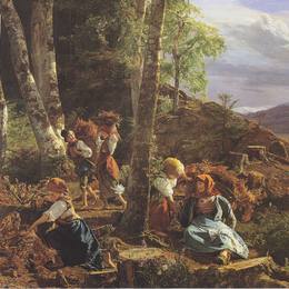 费尔迪南德·乔治·瓦尔特米勒(Ferdinand Georg Waldm&amp;amp#252ller)高清作品:rushwood collectors in the Wienerwald