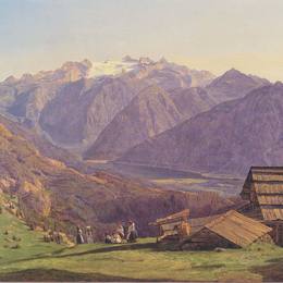 费尔迪南德·乔治·瓦尔特米勒(Ferdinand Georg Waldm&amp;amp#252ller)高清作品:View of the Dachstein with the Hallst&amp;amp?ttersee from