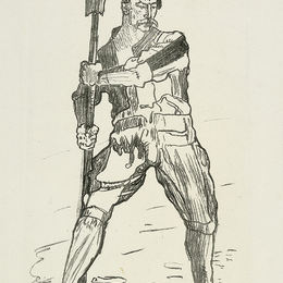 费迪南德·霍德勒(Ferdinand Hodler)高清作品:Landsknecht with halberd