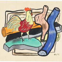 《公鸡和原木》费尔南德·莱热(Fernand Leger)高清作品欣赏