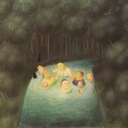 《河里沐浴的主教》费尔南多·博特罗(Fernando Botero)高清作品欣赏