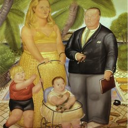 《弗兰克·洛伊德及其家人在天堂岛》费尔南多·博特罗(Fernando Botero)高清作品欣赏