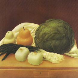 《厨房餐桌》费尔南多·博特罗(Fernando Botero)高清作品欣赏