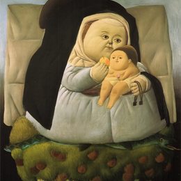 《麦当娜与孩子》费尔南多·博特罗(Fernando Botero)高清作品欣赏