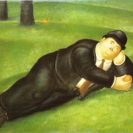 《斜倚人》费尔南多·博特罗(Fernando Botero)高清作品欣赏